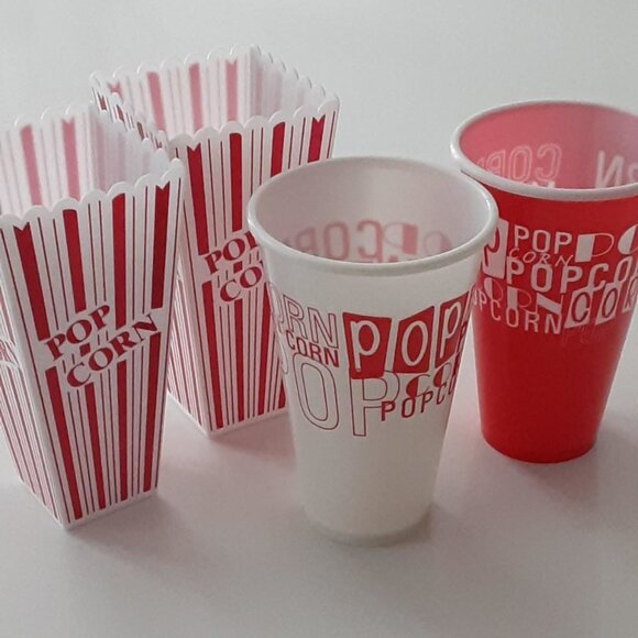 Movie night! POPCORN Containers (4) reusable - Picture 1 of 2